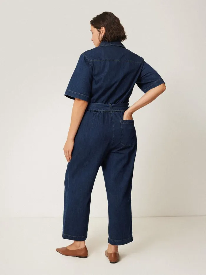 Denim Zip Front Jumpsuit Indigo Women Jigsaw Denim