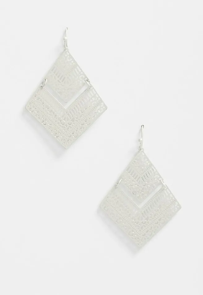 Diamond Shape Laser Cut Drop Earrings Women Maurices Jewelry