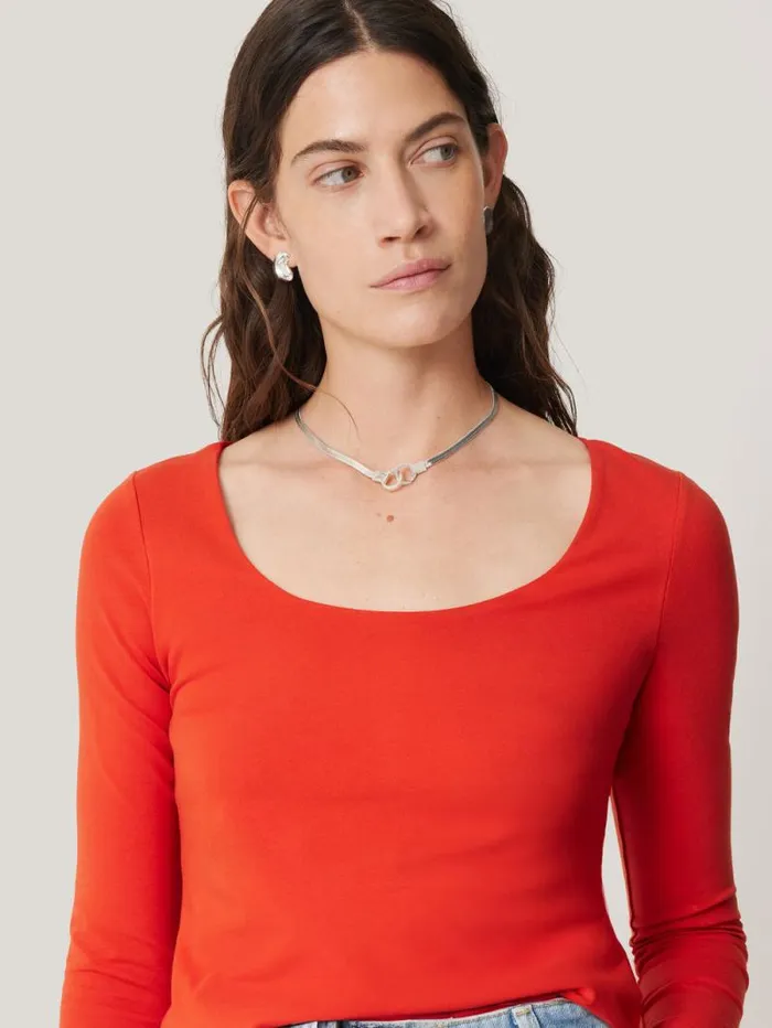 Double Front Ballet Neck Top Spice Orange Women Jigsaw Pyjamas and Loungewear
