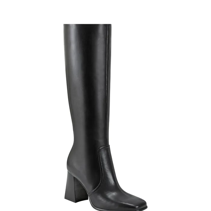 Dreeam Block Heeled Boot Black Leather Boots and Booties Marc Fisher Women