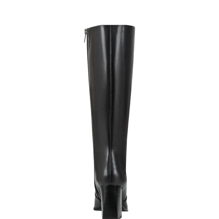 Dreeam Block Heeled Boot Black Leather Boots and Booties Marc Fisher Women