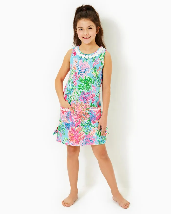 Dresses and Rompers GirlsHome and Gifts Lilly Pulitzer Girls Little Lilly Knit Shift Dress Celestial Blue Cay To My Heart
