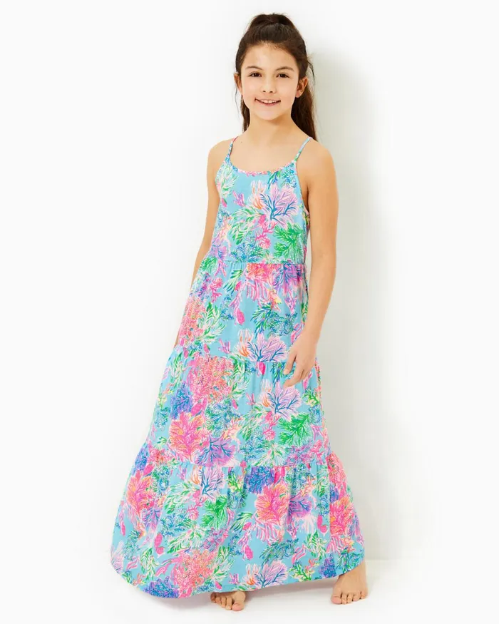 Dresses and Rompers Girls Lilly Pulitzer Girls Harleigh Maxi Dress Celestial Blue Cay To My Heart