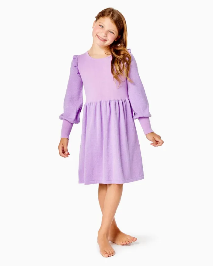 Dresses and Rompers Girls Lilly Pulitzer Girls Mini Caila Sweater Dress Purple Iris Metallic