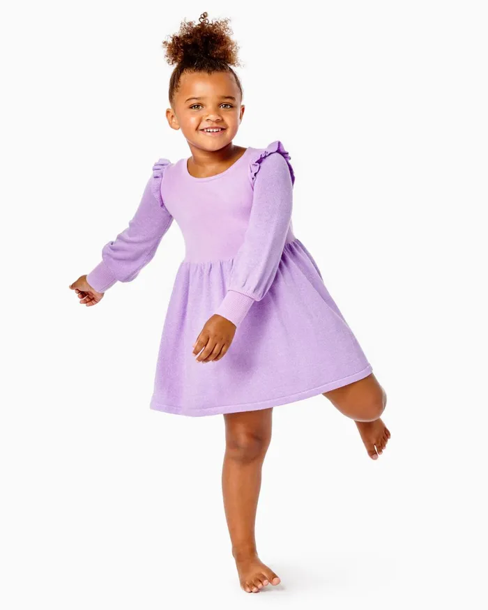 Dresses and Rompers Girls Lilly Pulitzer Girls Mini Caila Sweater Dress Purple Iris Metallic