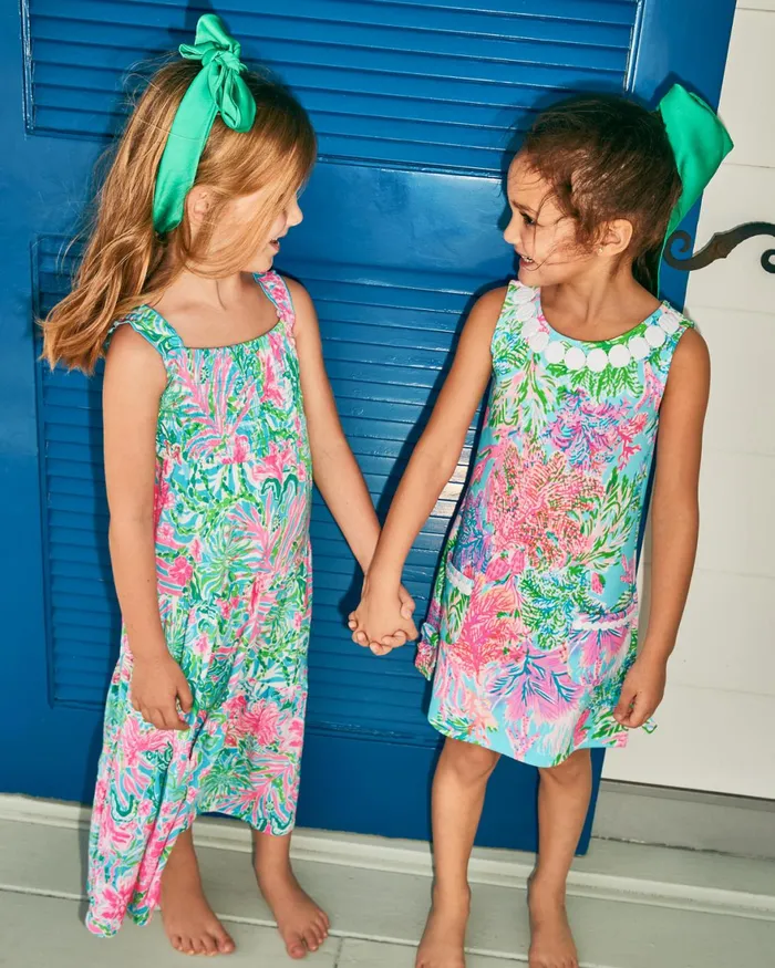 Dresses and Rompers Girls Lilly Pulitzer Girls Mini Hadly Maxi Dress Amalfi Blue Leaf It Wild