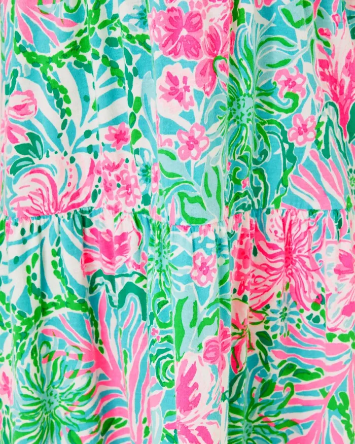 Dresses and Rompers Girls Lilly Pulitzer Girls Mini Hadly Maxi Dress Amalfi Blue Leaf It Wild