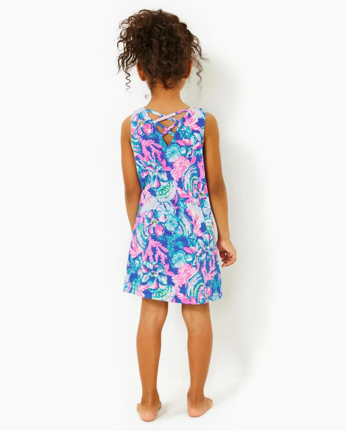 Dresses and Rompers Girls Lilly Pulitzer Girls Mini Kristen Dress Blue Tang Sitting Seaside