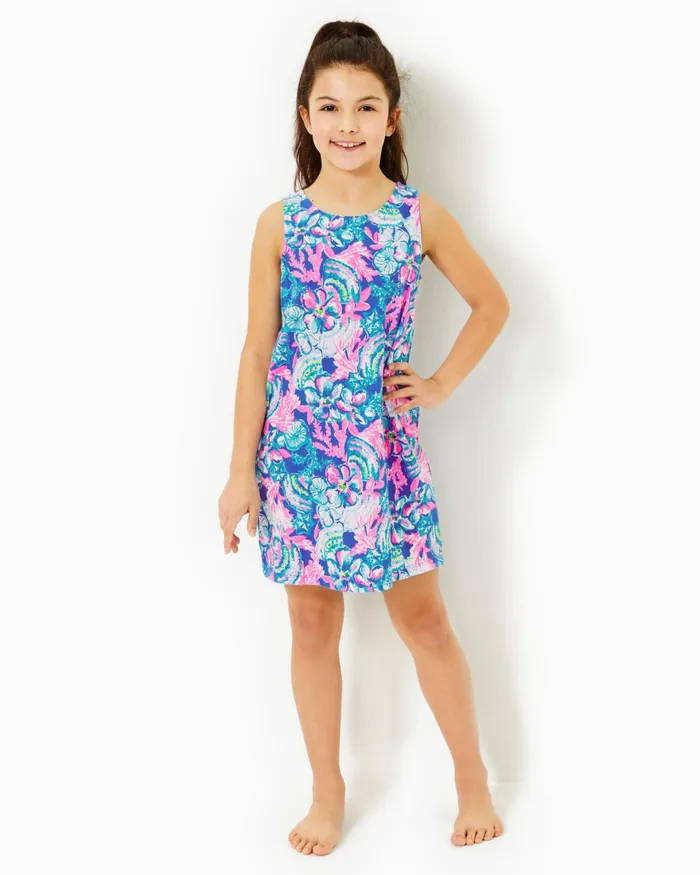 Dresses and Rompers Girls Lilly Pulitzer Girls Mini Kristen Dress Blue Tang Sitting Seaside