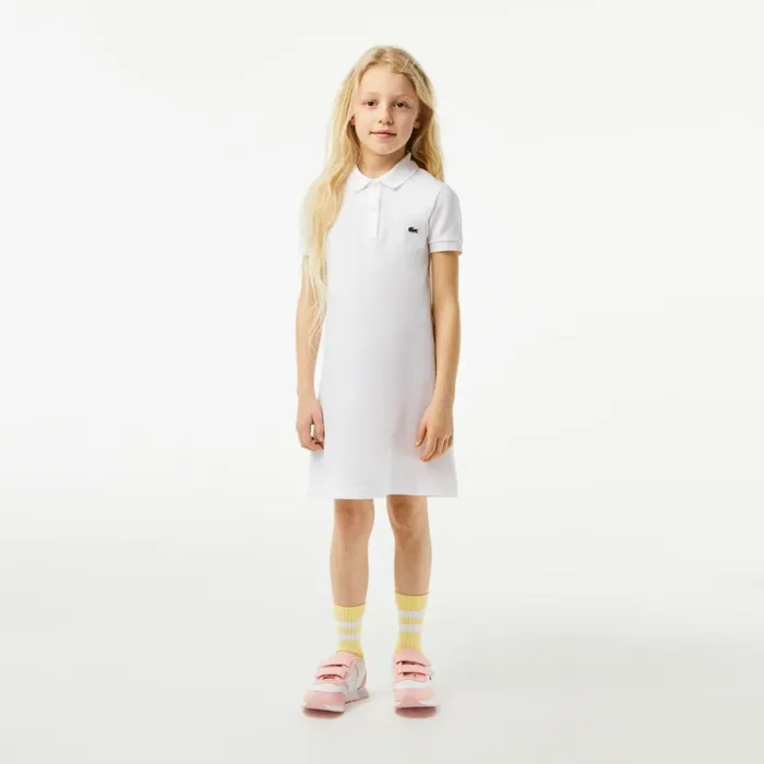 Dresses and Skirts Kids Lacoste Kids039 Cotton Polo Dress White 001