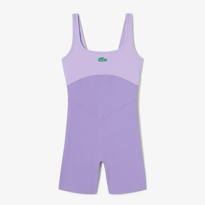 Dresses Women Lacoste Women039s Lacoste X Bandier All Motion Coloblock 6034 Bodysuit Purple Ix7