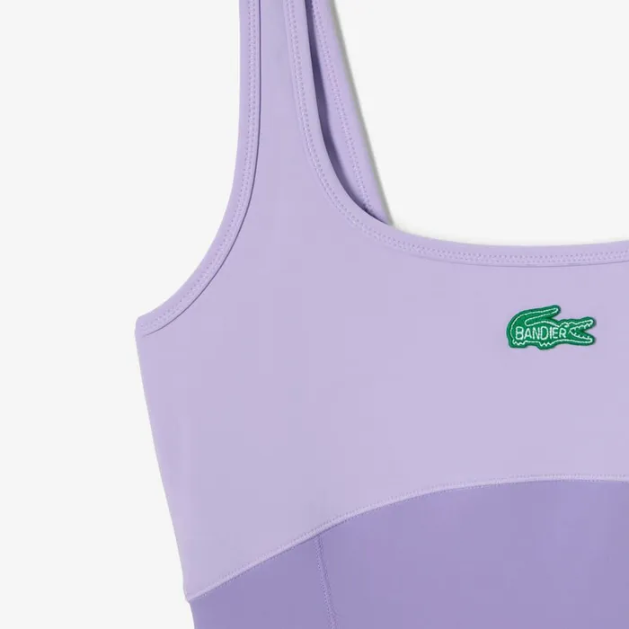 Dresses Women Lacoste Women039s Lacoste X Bandier All Motion Coloblock 6034 Bodysuit Purple Ix7