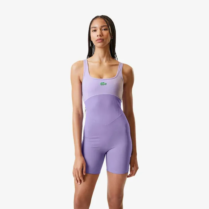 Dresses Women Lacoste Women039s Lacoste X Bandier All Motion Coloblock 6034 Bodysuit Purple Ix7