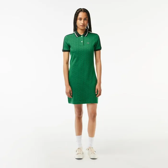 Dresses Women Lacoste Women039s Slim Fit Monogram Dress Green Qij