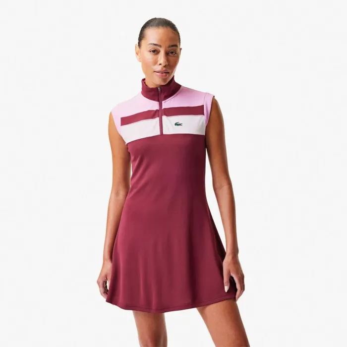 Dresses Women Lacoste Women039s Tennis Dress Bordeaux Pink Bordeaux Iyg