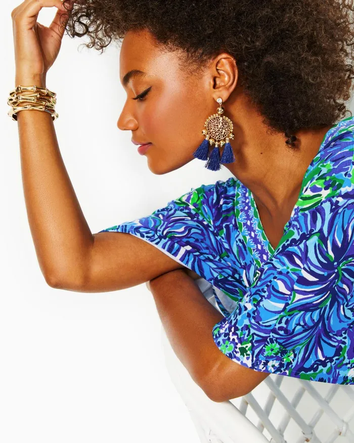 Dresses Women Lilly Pulitzer Alexandria Elbow Sleeve Cotton Wrap Dress Aegean Navy Beach Path Dresses Women Lilly Pulitzer Alexandria Elbow Sleeve Cotton Wrap Dress Aegean Navy Beach Path