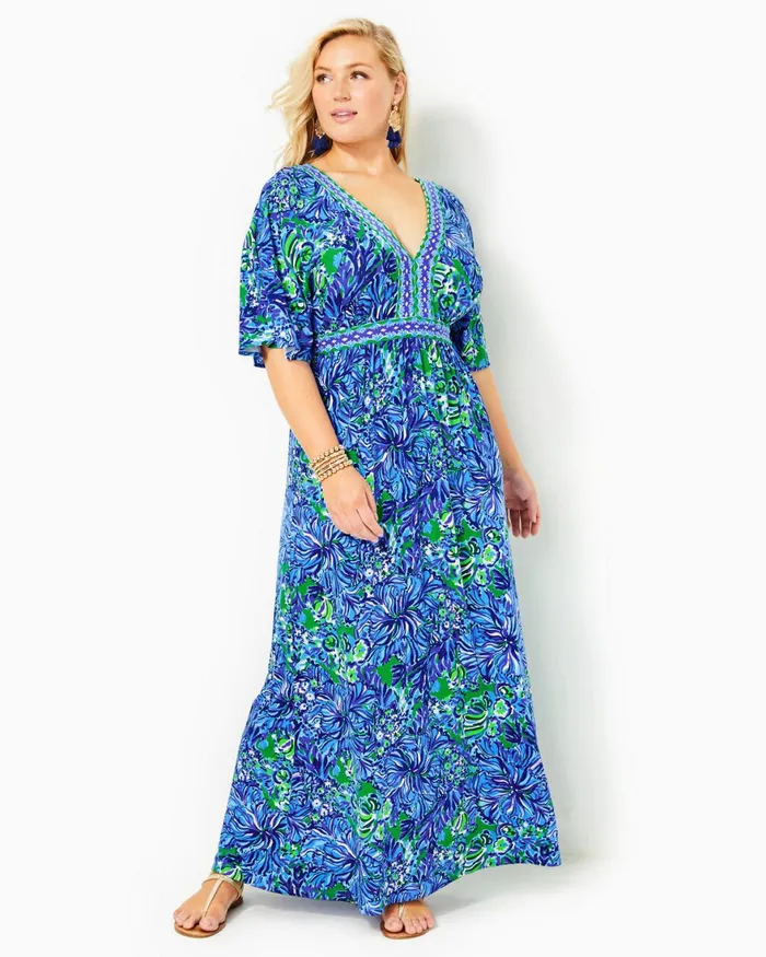 Dresses Women Lilly Pulitzer Alexandria Elbow Sleeve Cotton Wrap Dress Aegean Navy Beach Path Dresses Women Lilly Pulitzer Alexandria Elbow Sleeve Cotton Wrap Dress Aegean Navy Beach Path