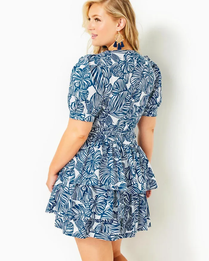 Dresses Women Lilly Pulitzer Alexandria Elbow Sleeve Cotton Wrap Dress Aegean Navy Beach Path Dresses Women Lilly Pulitzer Alexandria Elbow Sleeve Cotton Wrap Dress Aegean Navy Beach Path