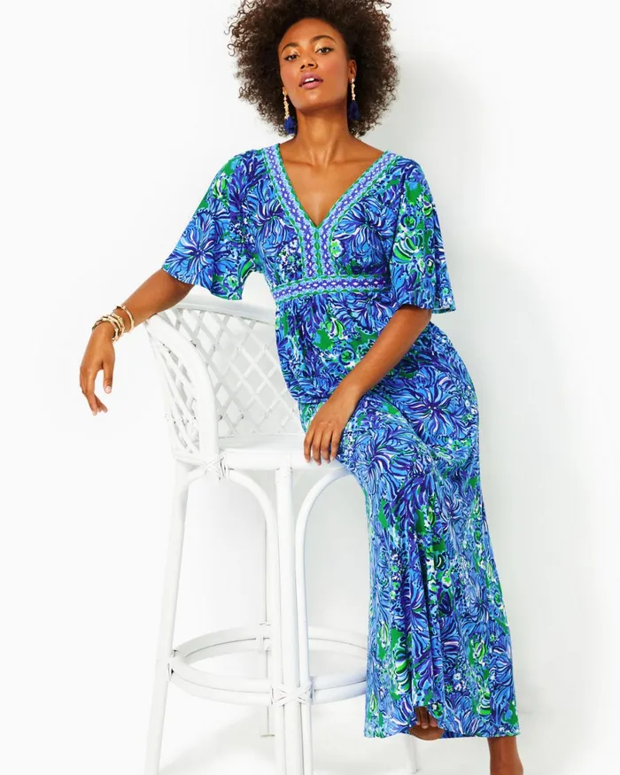 Dresses Women Lilly Pulitzer Alexandria Elbow Sleeve Cotton Wrap Dress Aegean Navy Beach Path Dresses Women Lilly Pulitzer Alexandria Elbow Sleeve Cotton Wrap Dress Aegean Navy Beach Path