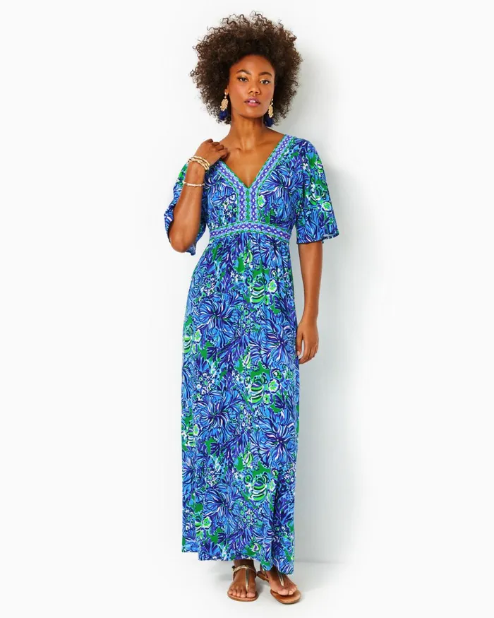 Dresses Women Lilly Pulitzer Alexandria Elbow Sleeve Cotton Wrap Dress Aegean Navy Beach Path Dresses Women Lilly Pulitzer Alexandria Elbow Sleeve Cotton Wrap Dress Aegean Navy Beach Path