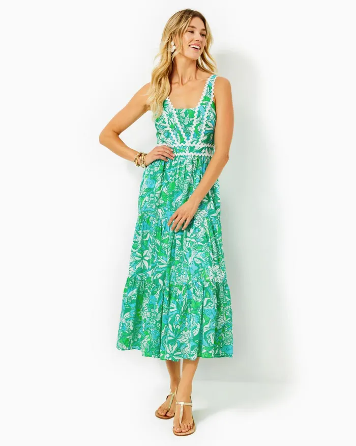 Dresses Women Lilly Pulitzer Cristiana Midi Dress Onyx Viscose Metallic Clip Dobby Dresses Women Lilly Pulitzer Cristiana Midi Dress Onyx Viscose Metallic Clip Dobby