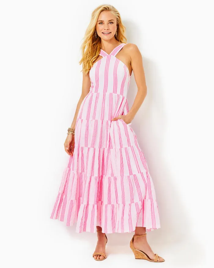 Dresses Women Lilly Pulitzer Cristiana Midi Dress Onyx Viscose Metallic Clip Dobby Dresses Women Lilly Pulitzer Cristiana Midi Dress Onyx Viscose Metallic Clip Dobby
