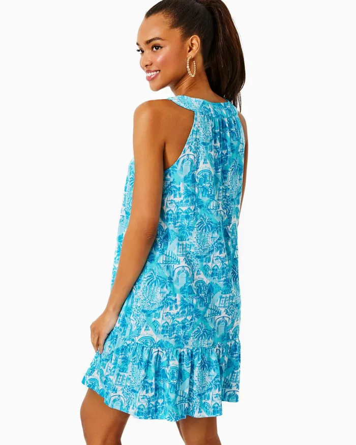 Dresses Women Lilly Pulitzer Edelyn Linen Swing Shift Dress Breakwater Blue Shells N Bells