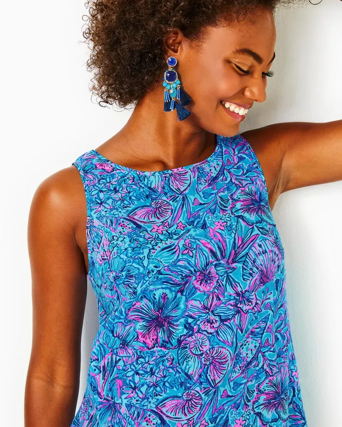 Dresses Women Lilly Pulitzer Edelyn Linen Swing Shift Dress Breakwater Blue Shells N Bells