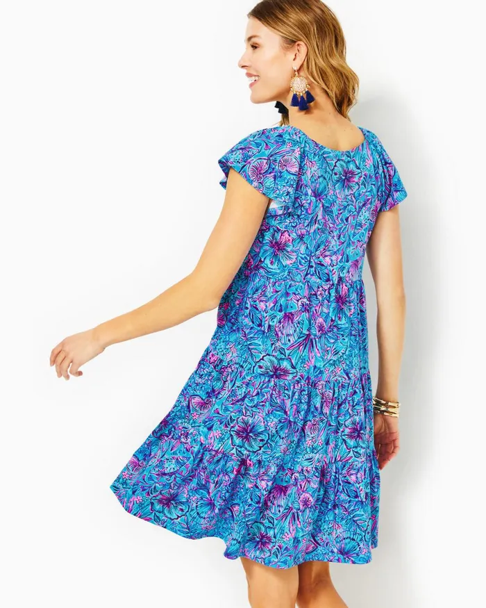 Dresses Women Lilly Pulitzer Edelyn Linen Swing Shift Dress Breakwater Blue Shells N Bells