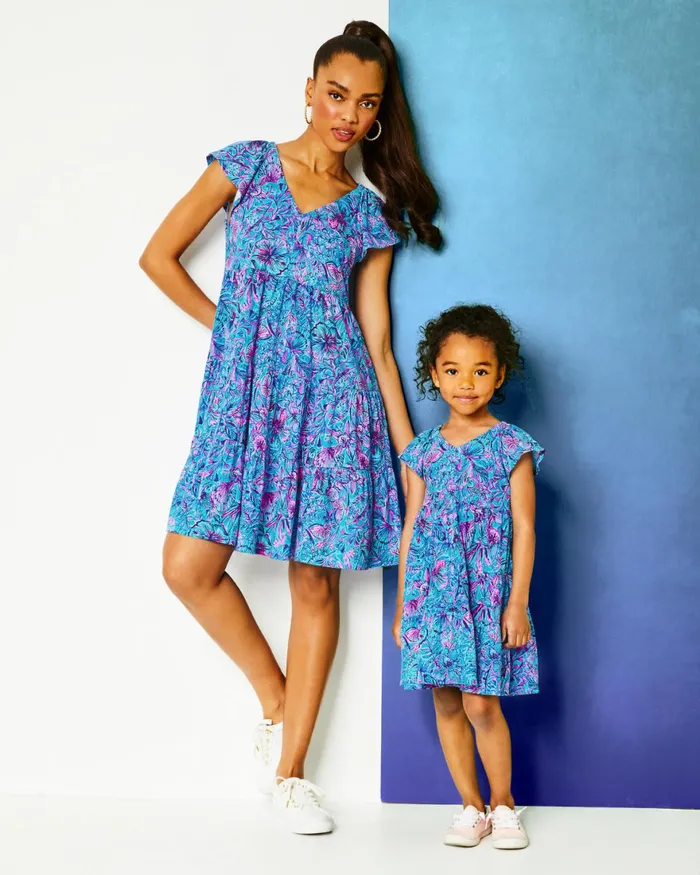 Dresses Women Lilly Pulitzer Edelyn Linen Swing Shift Dress Breakwater Blue Shells N Bells