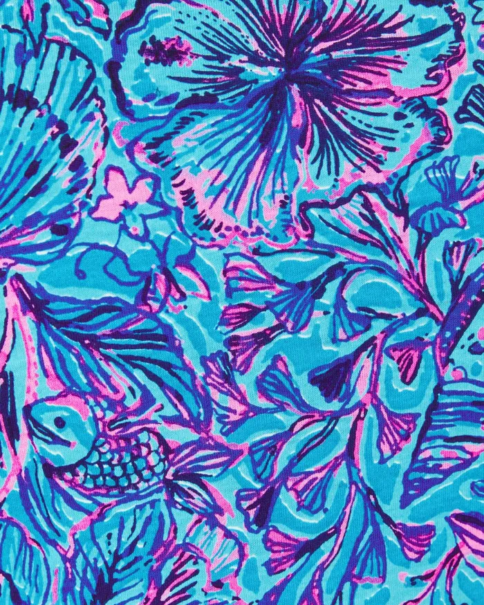 Dresses Women Lilly Pulitzer Edelyn Linen Swing Shift Dress Breakwater Blue Shells N Bells