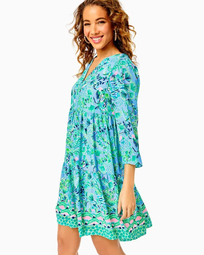 Dresses Women Lilly Pulitzer Martine Dress Frenchie Blue Mosaic Shells Engineered Dress