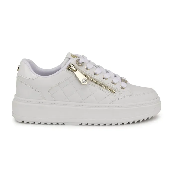 Dulah LaceUp Platform Sneakers White Women Nine West Flats