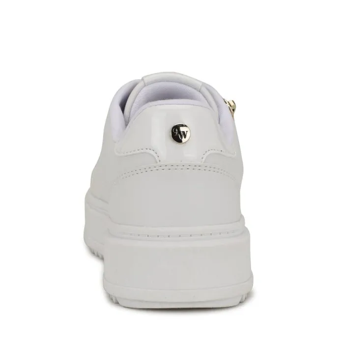 Dulah LaceUp Platform Sneakers White Women Nine West Flats