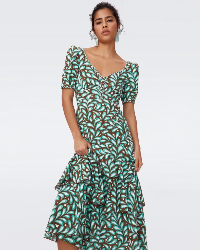 DVF Dresses Women Aire Cotton Dress Seaweed