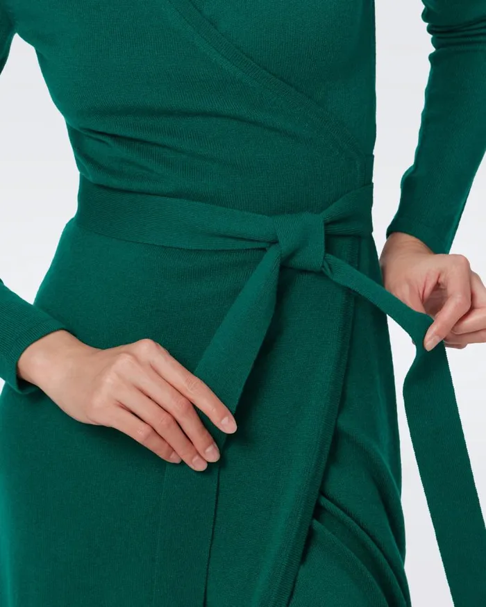 DVF Dresses Women Astrid WoolCashmere Wrap Dress Cilantro