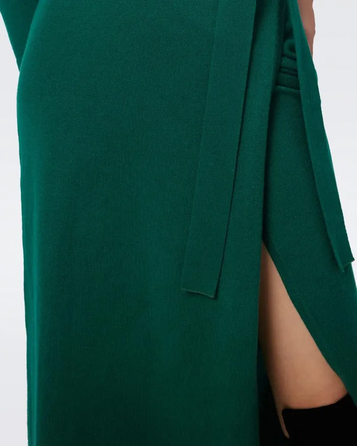 DVF Dresses Women Astrid WoolCashmere Wrap Dress Cilantro
