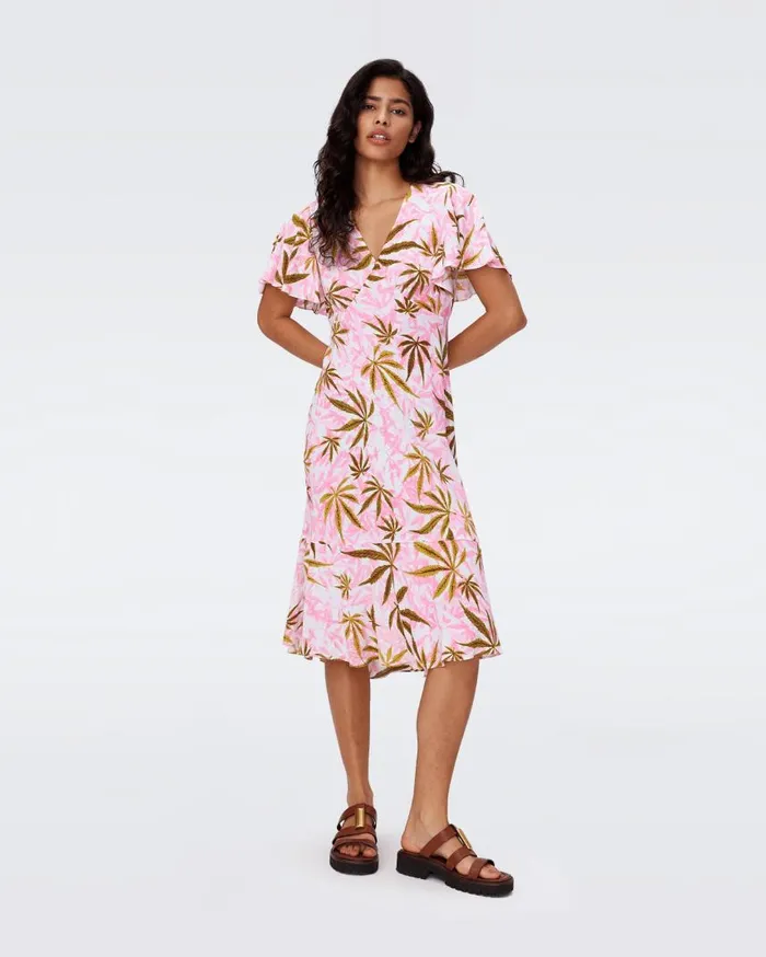 DVF Dresses Women Cecelia Dress Huge Cannabis Pink