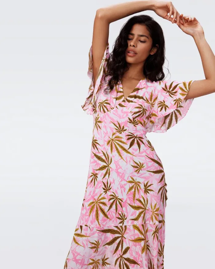 DVF Dresses Women Cecelia Dress Huge Cannabis Pink