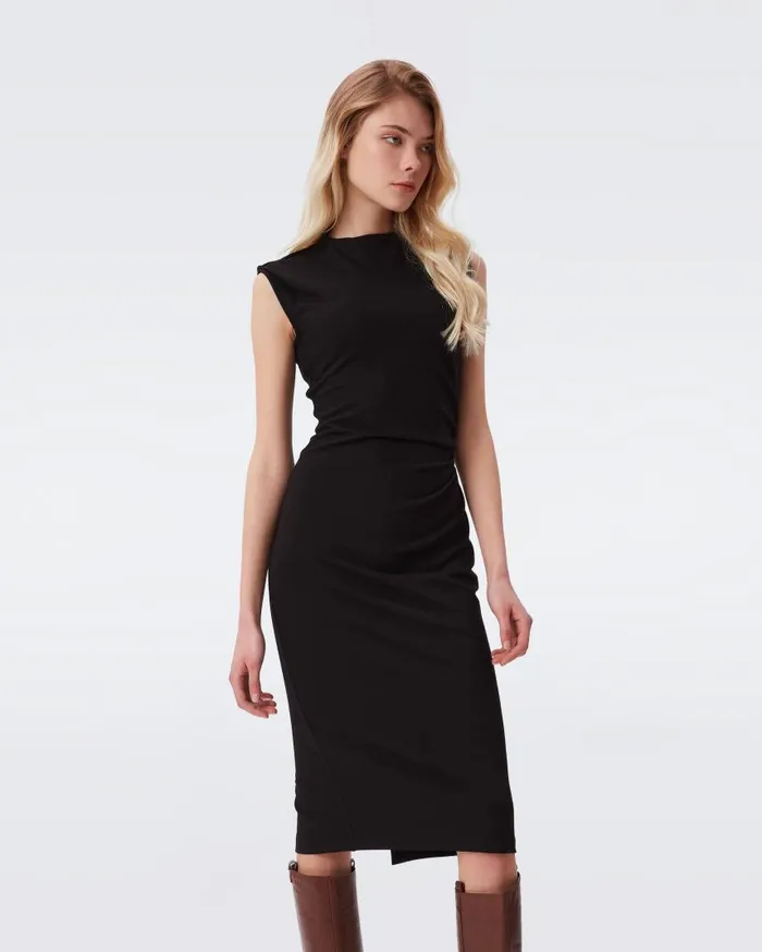 DVF Dresses Women Darrius Sleeveless Jersey Dress Black