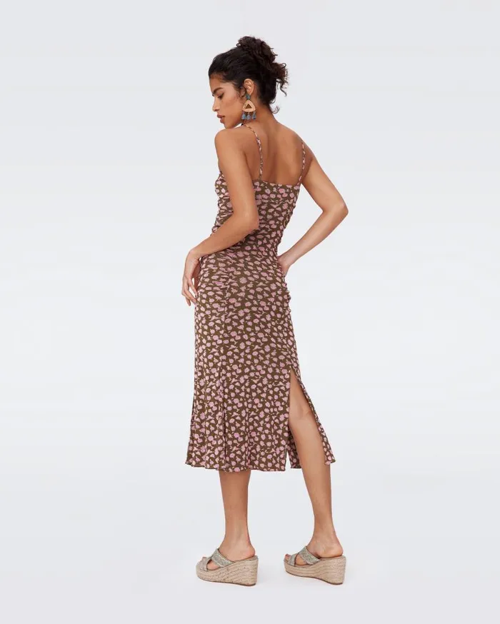 DVF Dresses Women Lester Mesh Dress Tiny Rose Showers Khaki