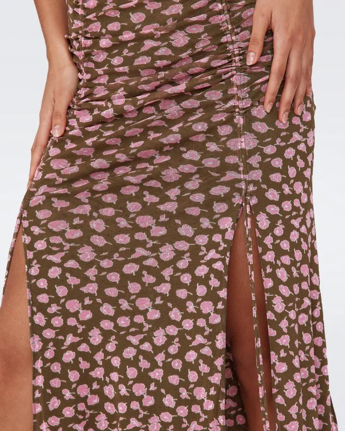 DVF Dresses Women Lester Mesh Dress Tiny Rose Showers Khaki