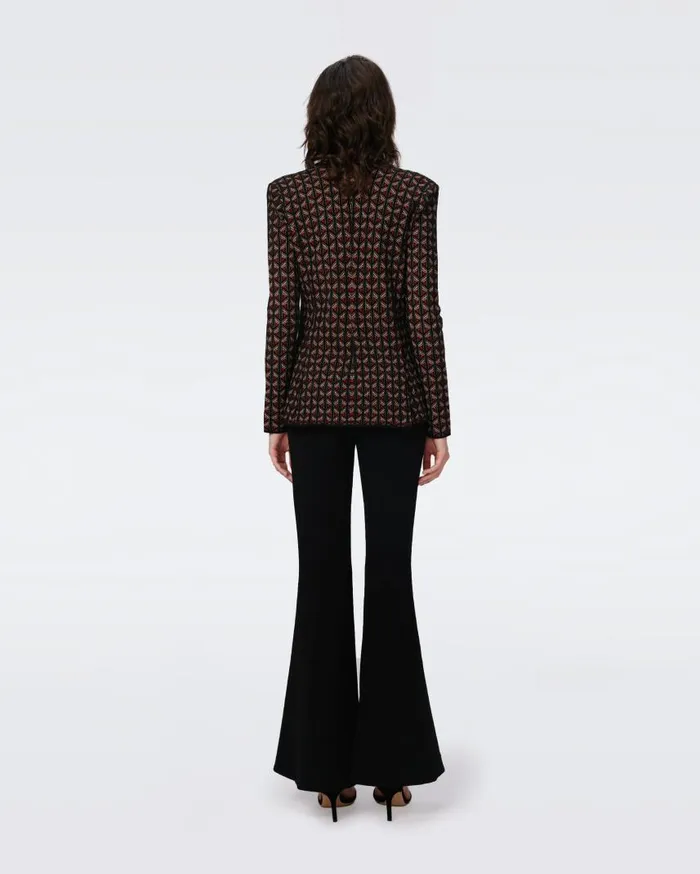 DVF Jackets and Coats Women Trillian Knit Jacquard Jacket Tiny Stadium Geo Red