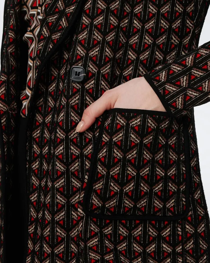 DVF Jackets and Coats Women Trillian Knit Jacquard Jacket Tiny Stadium Geo Red