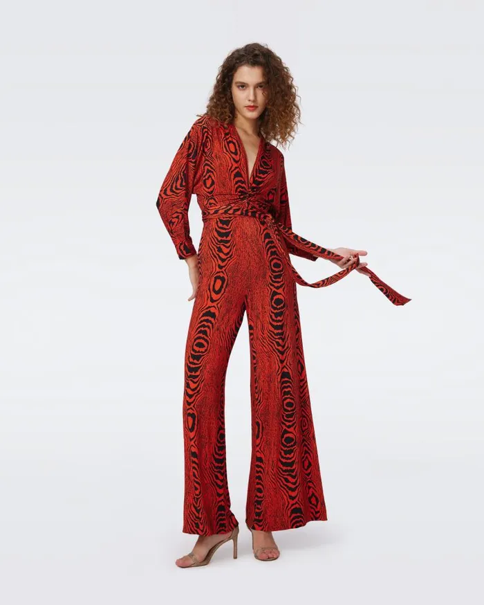 DVF Jumpsuits and Rompers Women Aurelia Jumpsuit Wood Grain Red