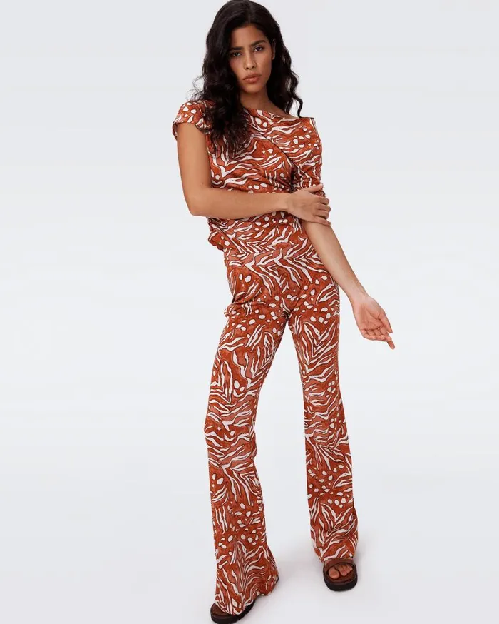 DVF Pants and Shorts Women Brooklyn Pants Huge Water Tiger Caramel