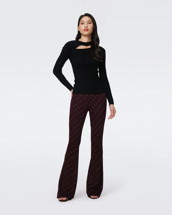 DVF Pants and Shorts Women Greg Jacquard Pants Tiny Vinyl Links Plum
