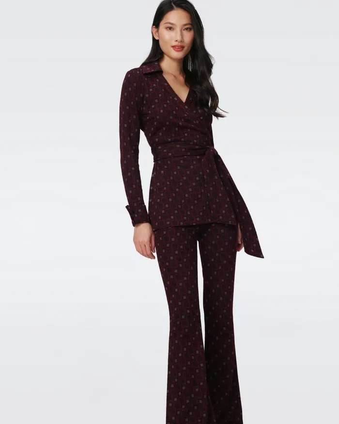 DVF Pants and Shorts Women Greg Jacquard Pants Tiny Vinyl Links Plum