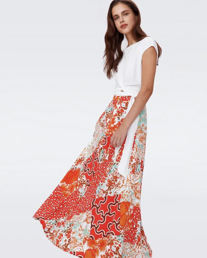 DVF Skirts Women Florencia Skirt Solstice Flags Red