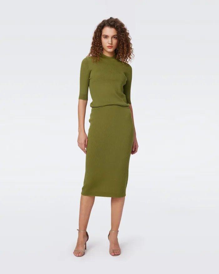 DVF Skirts Women Micah Wool Skirt Avocado